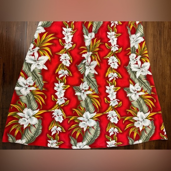 Aloha Mo’i Moi Dress Size Large Red Floral Mumu Roper Vintage Tropical Hawaiian - Picture 11 of 14